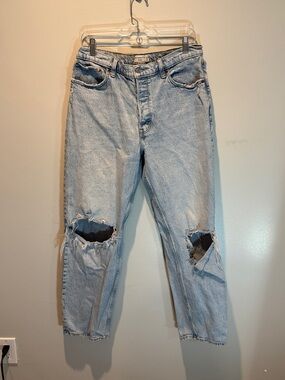 Abercrombie & Fitch The Dad High Rise Distressed Ripped Knee Jeans sz 31 / 12